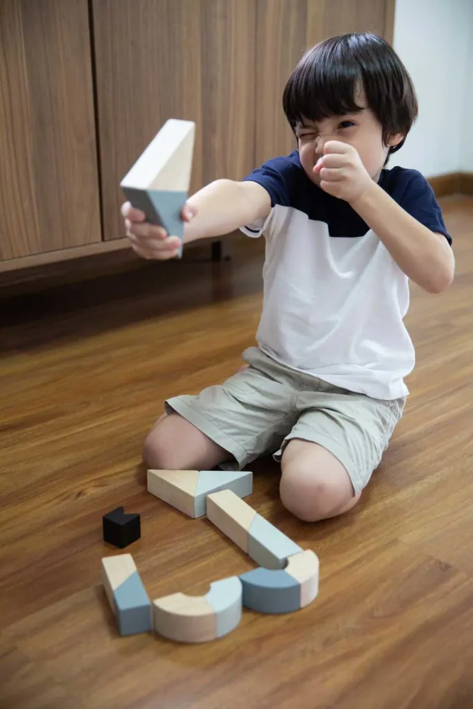 Plan Toys drehbare Holzklötze grau schwarz Holz