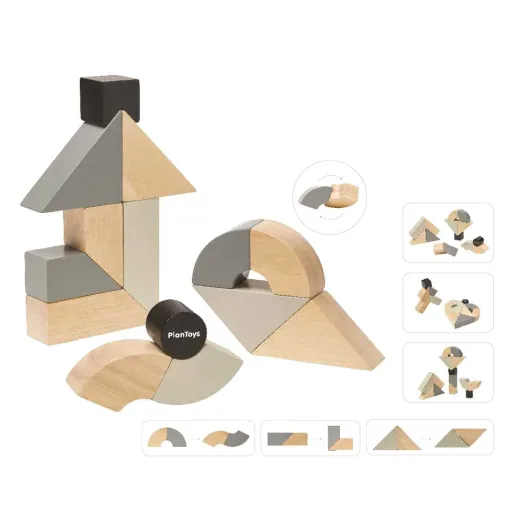Plan Toys drehbare Holzklötze grau schwarz Holz
