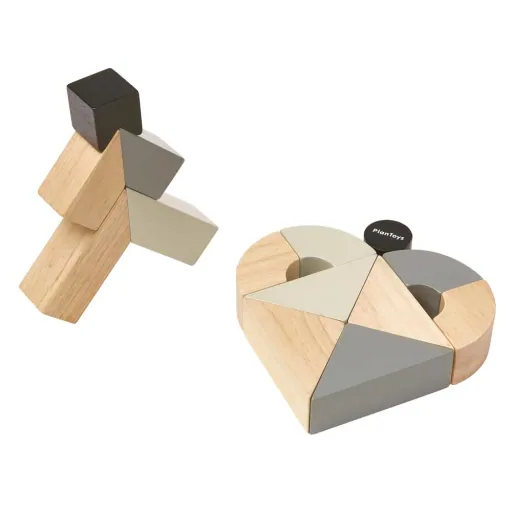 Plan Toys drehbare Holzklötze grau schwarz Holz