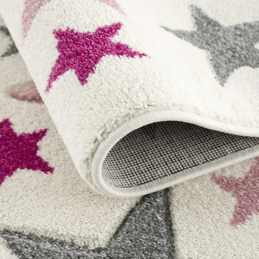 Livone Kinderteppich Stella Sterne rosa grau, Teppichgrösse: 160 x 230 cm
