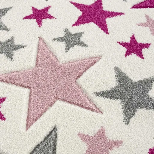 Livone Kinderteppich Stella Sterne rosa grau, Teppichgrösse: 160 x 230 cm