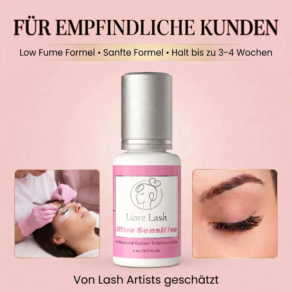 Ultra sensibles Wimpernkleber Liore Lash – Starker Halt Wimpernkleber, 3–4 Wochen Haltbarkeit, Kleber für Wimpernverlängerungen