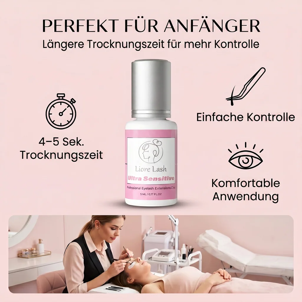 Ultra sensibles Wimpernkleber Liore Lash – Starker Halt Wimpernkleber, 3–4 Wochen Haltbarkeit, Kleber für Wimpernverlängerungen