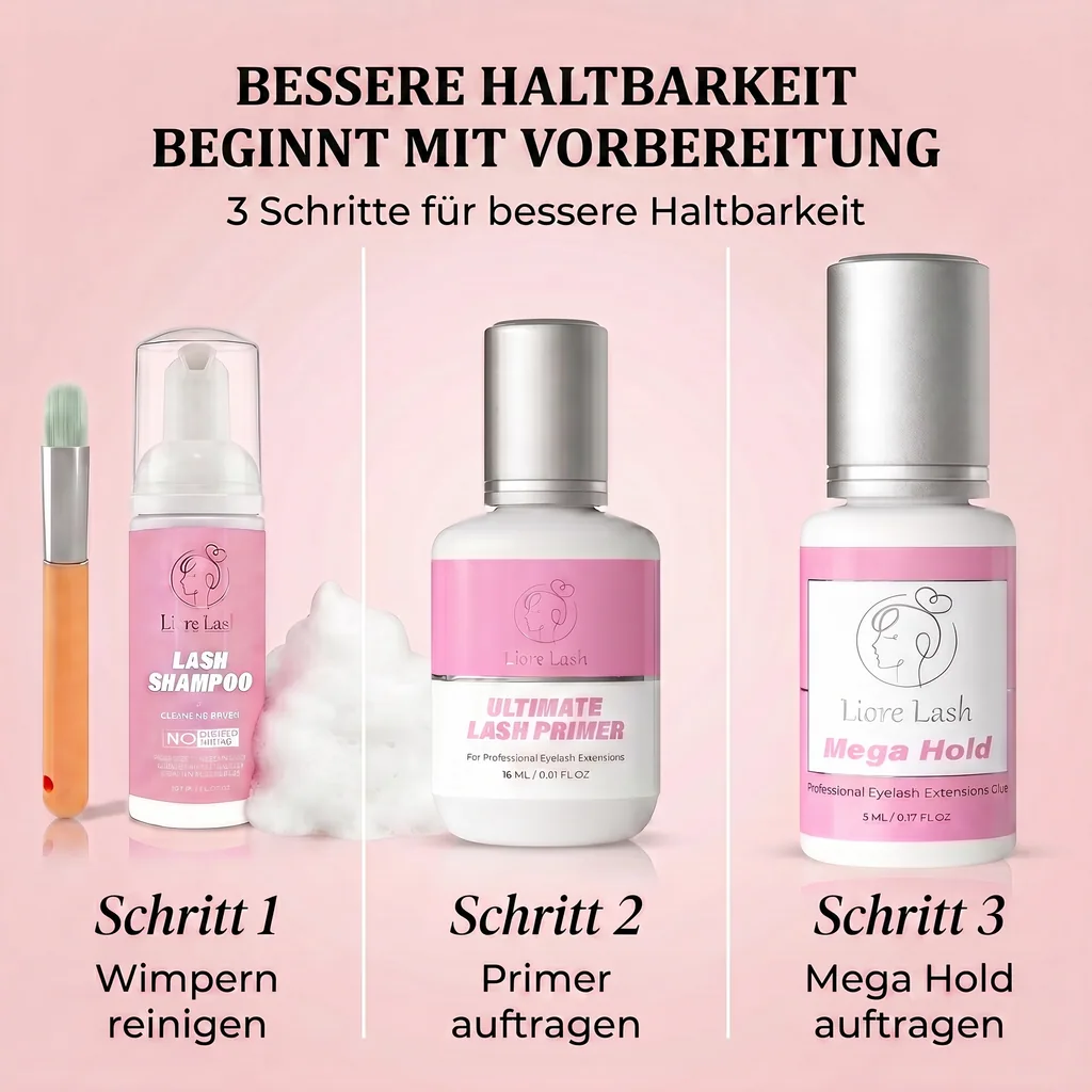 Wimpernverlängerungs-Kleber Liore Lash / Mega starker Halt 8 Wochen / 1 Sek. Schnelltrocknend/Schwarzer Kleber Profi-Zubehör für Classic Volume Wimpern