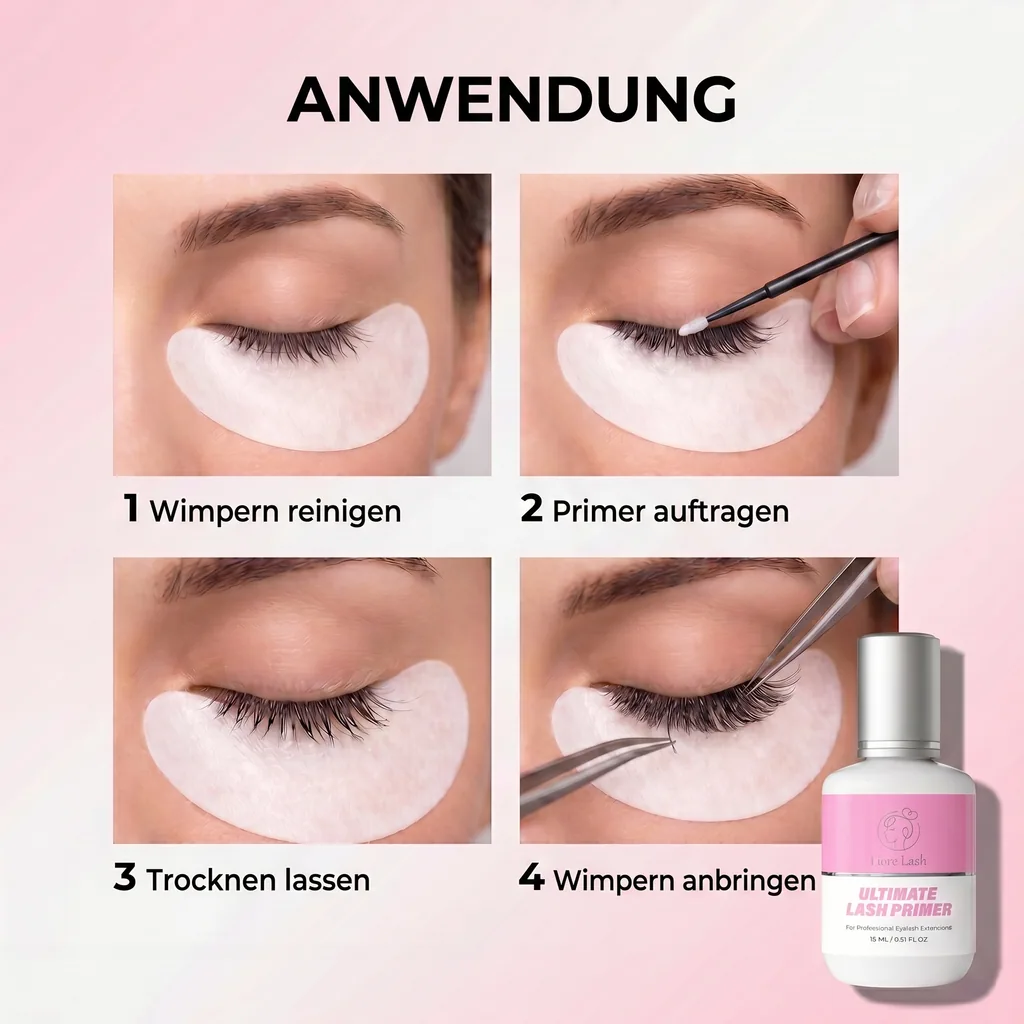 Wimpernverlängerungs-Primer – Liore Lash Profi-Wimpern-Vorbereitung, Bis zu 35 % längere Haltbarkeit, Entfernt Öle & Rückstände, Vorbehandlung für Wimpernverlängerungen, 15 ml