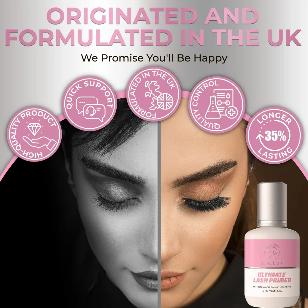 Wimpernverlängerungs-Primer – Liore Lash Profi-Wimpern-Vorbereitung, Bis zu 35 % längere Haltbarkeit, Entfernt Öle & Rückstände, Vorbehandlung für Wimpernverlängerungen, 15 ml