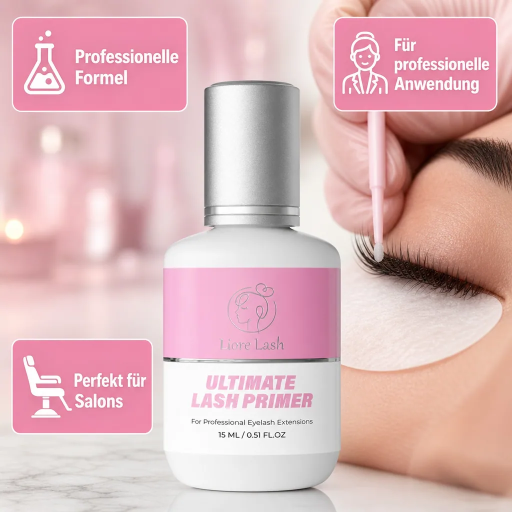 Wimpernverlängerungs-Primer – Liore Lash Profi-Wimpern-Vorbereitung, Bis zu 35 % längere Haltbarkeit, Entfernt Öle & Rückstände, Vorbehandlung für Wimpernverlängerungen, 15 ml