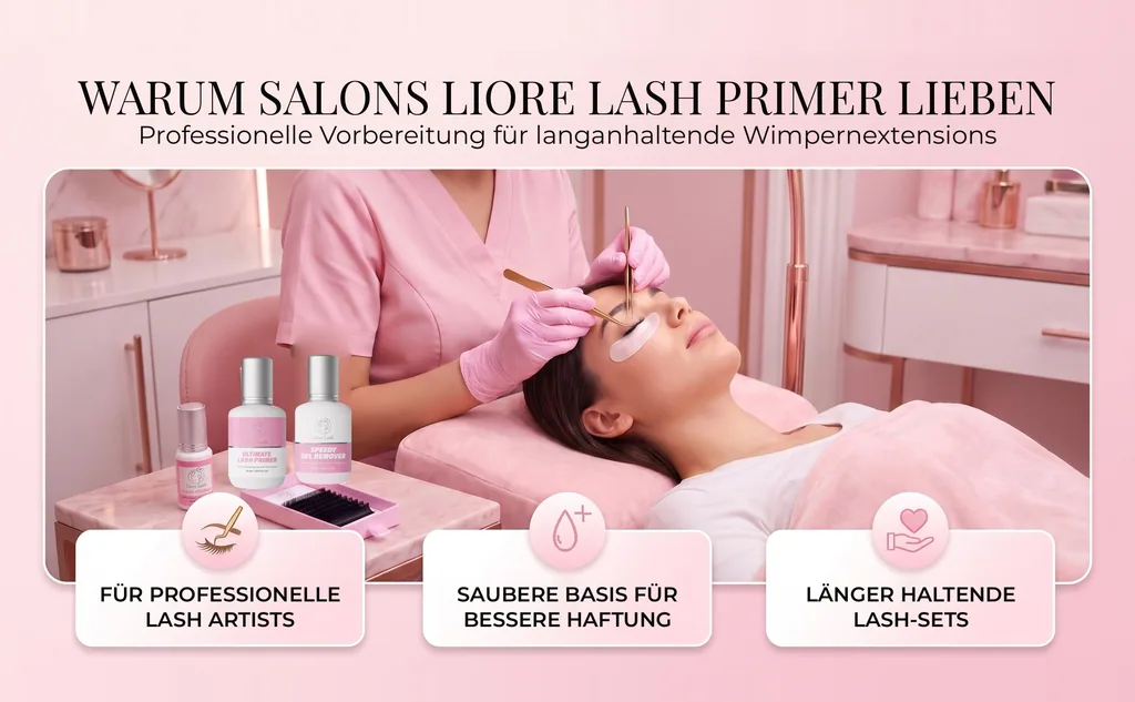 Wimpernverlängerungs-Primer – Liore Lash Profi-Wimpern-Vorbereitung, Bis zu 35 % längere Haltbarkeit, Entfernt Öle & Rückstände, Vorbehandlung für Wimpernverlängerungen, 15 ml