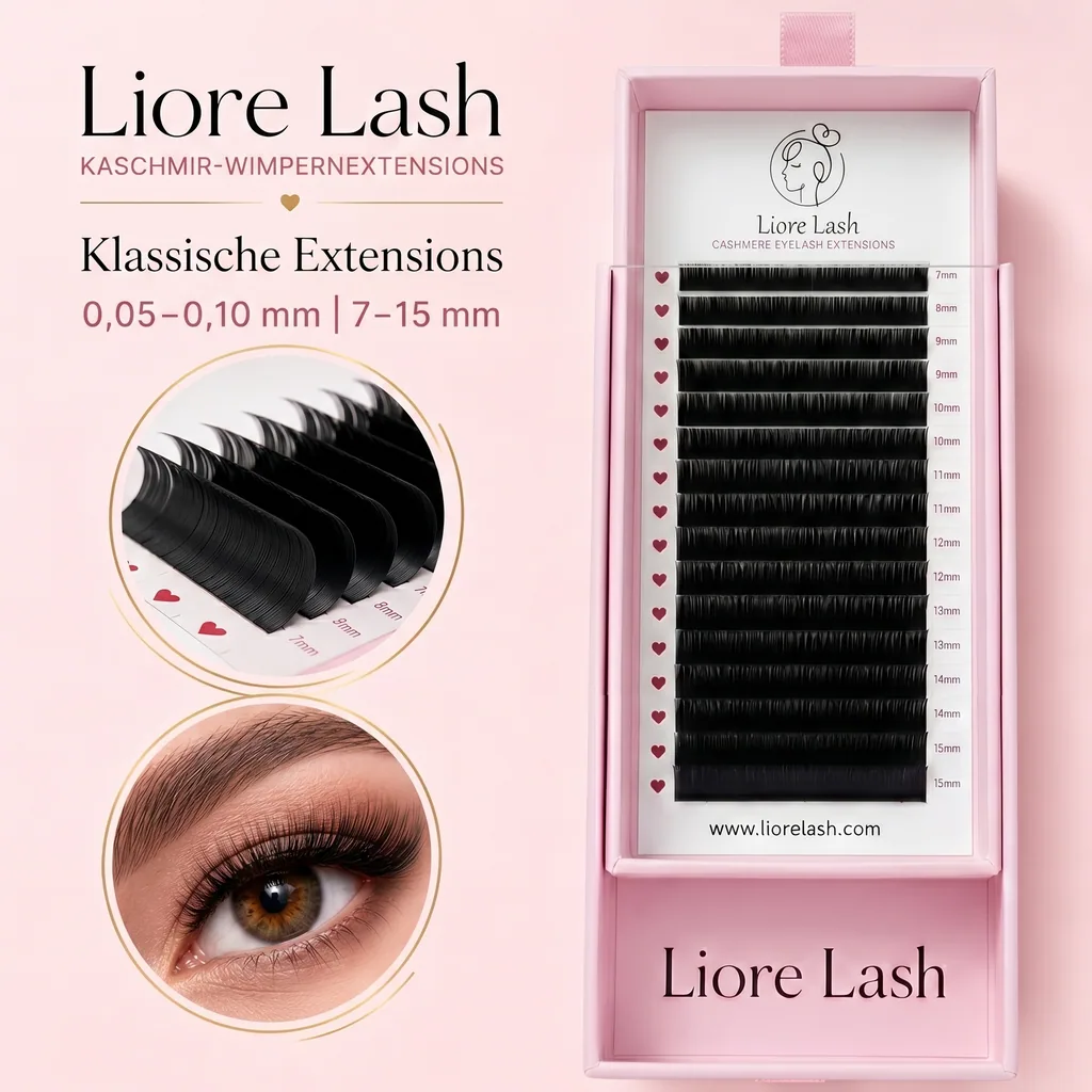 Liore Lash Wimpern für Verlängerungen, 16 Reihen, 0,05 mm, M-Curl, Längenmix 7-15 mm