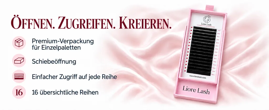 Liore Lash Wimpern für Verlängerungen, 16 Reihen, 0,05 mm, M-Curl, Längenmix 7-15 mm