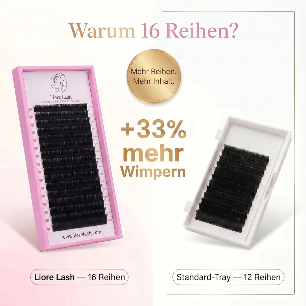 Liore Lash Wimpern für Verlängerungen, 16 Reihen, 0,05 mm, M-Curl, Längenmix 7-15 mm
