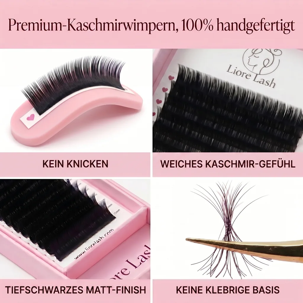 Liore Lash Wimpern für Verlängerungen, 16 Reihen, 0,05 mm, M-Curl, Längenmix 7-15 mm