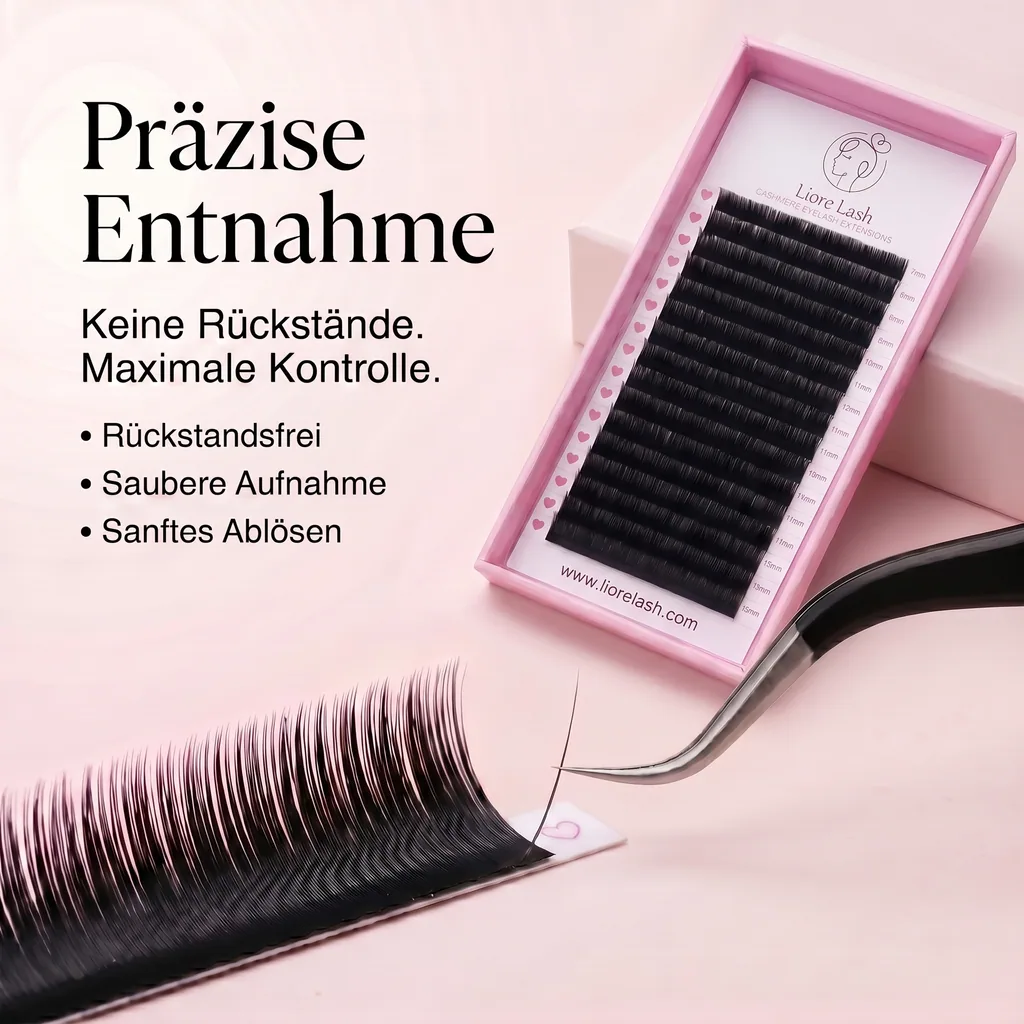 Liore Lash Wimpern für Verlängerungen, 16 Reihen, 0,05 mm, M-Curl, Längenmix 7-15 mm