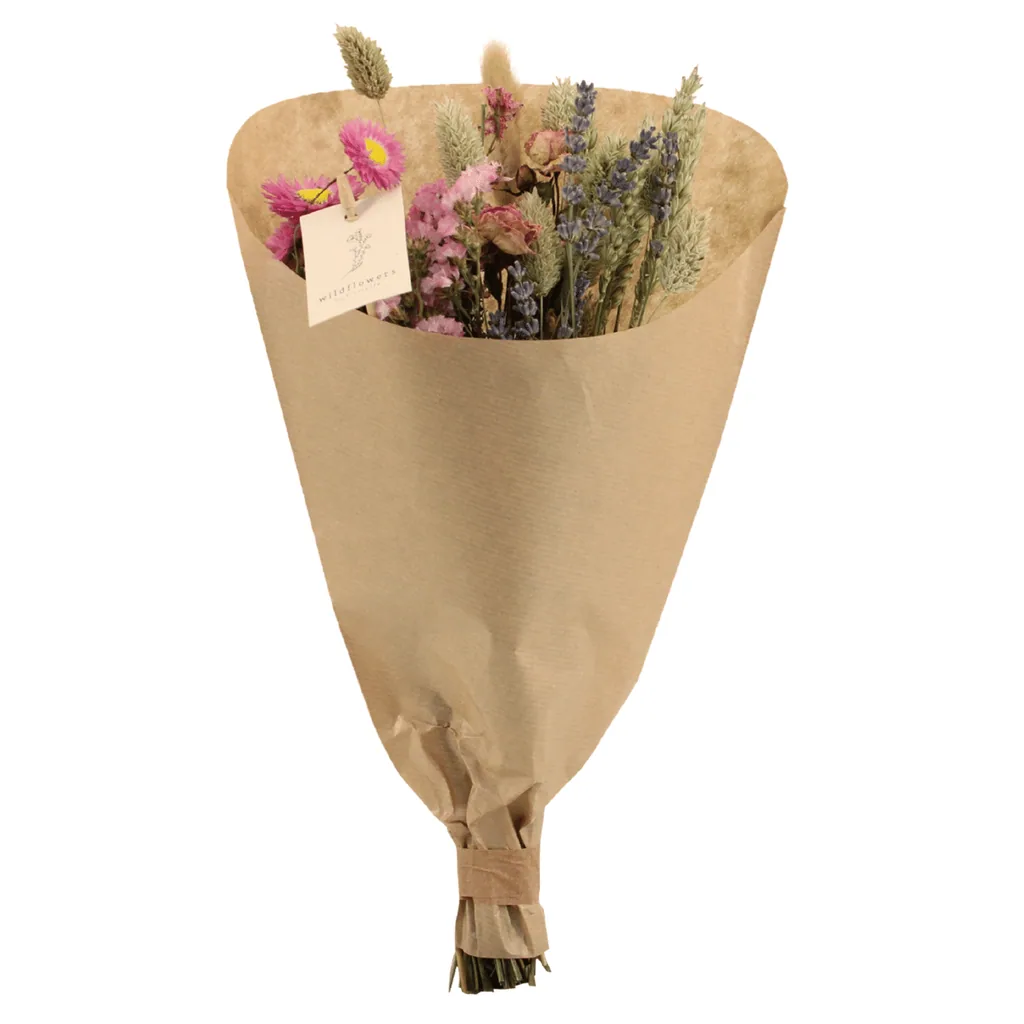 Trockenblumen Feldblumenstrauß Rosa - Topf-Ø 15 cm - Höhe ca. 35 cm