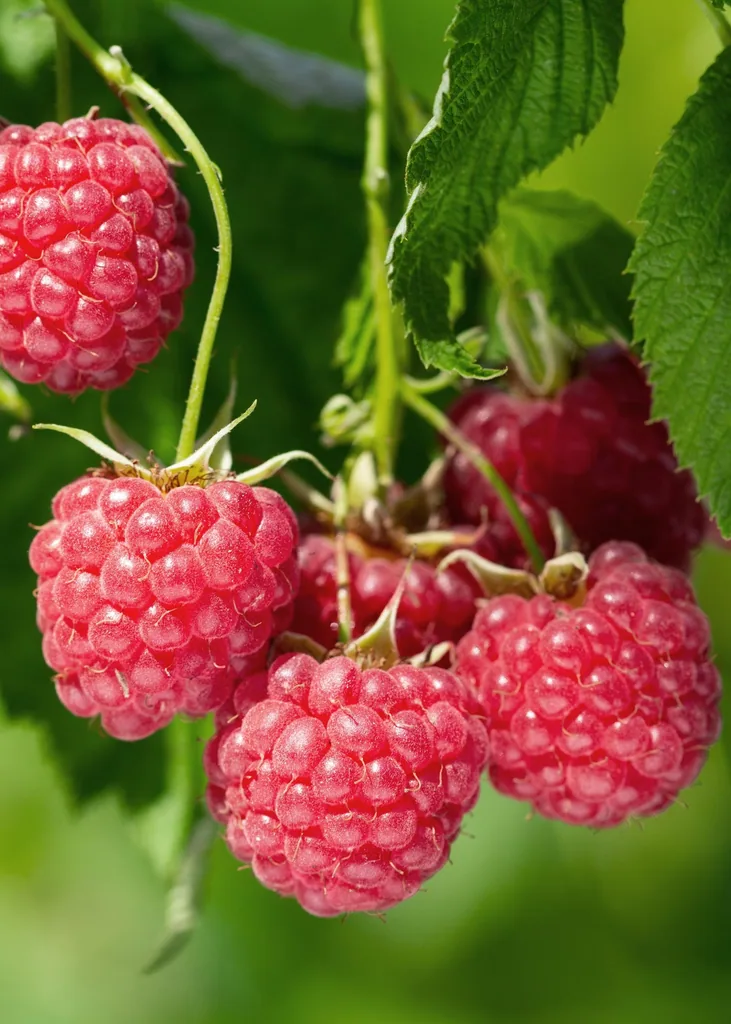 Himbeere 'Malling Promise' (Rubus idaeus) – winterharte Beerenobst-Pflanze, Topf-Ø 13 cm, Höhe ca. 45 cm