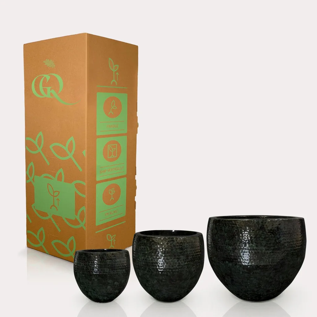 Set von 3 Töpfen - Thom Schwarz Metall - Breit