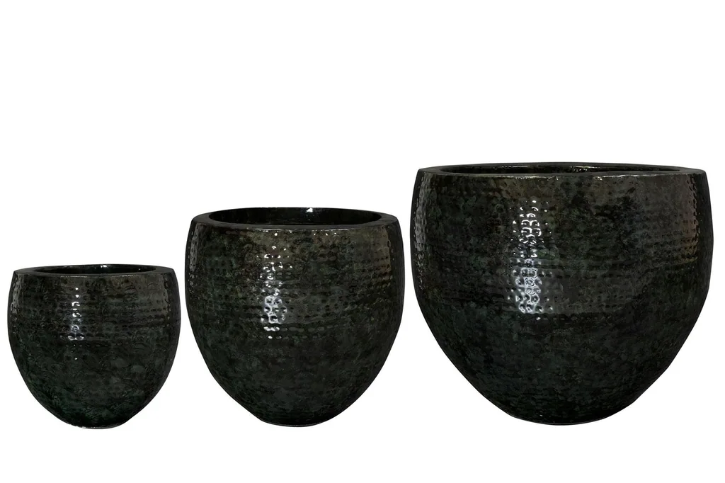 Set von 3 Töpfen - Thom Schwarz Metall - Breit