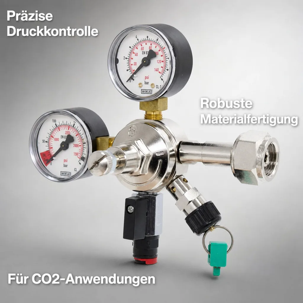 Druckminderer, Druckregler, Druckreduzierventil - CO2 für AFG 7bar, 1-leitig, Gewinde: John Guest 8 mm