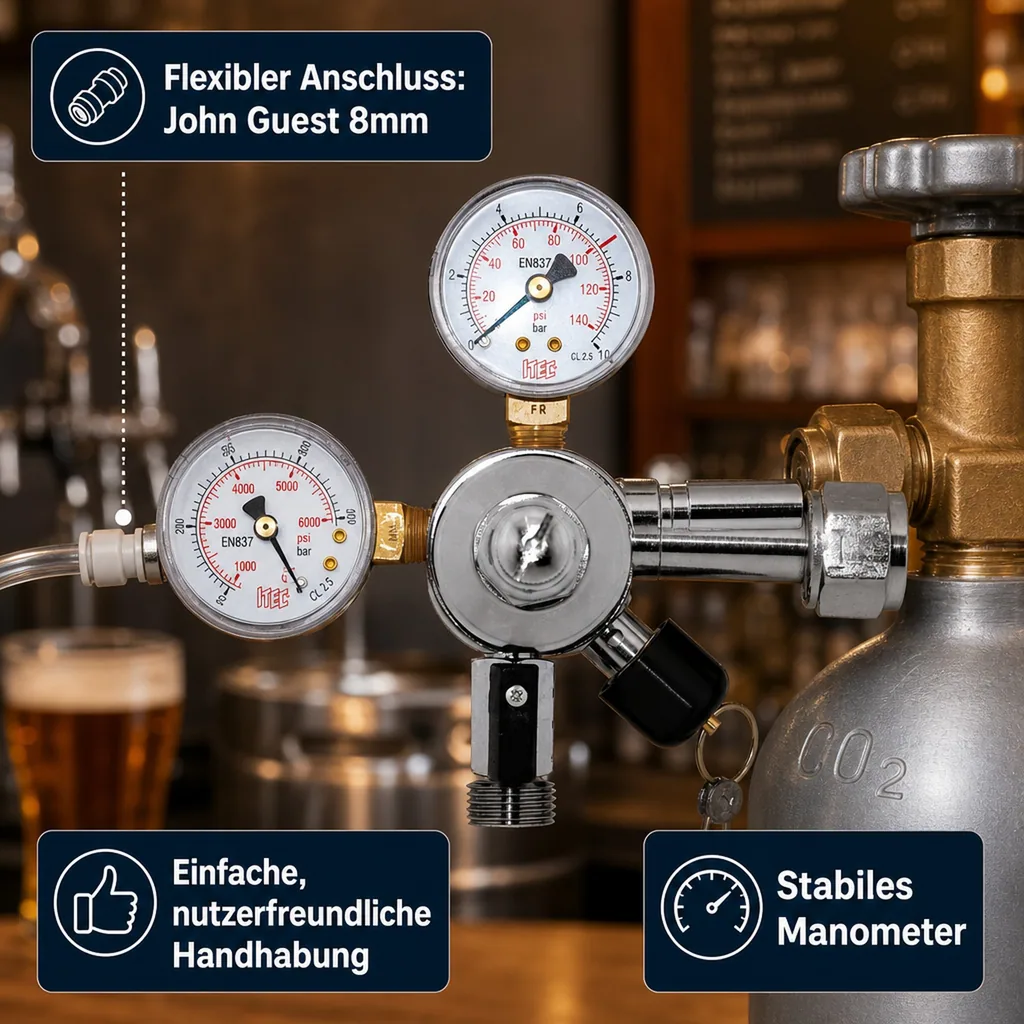 Druckminderer, Druckregler, Druckreduzierventil - CO2 für AFG 7bar, 1-leitig, Gewinde: Gewinde 1/2