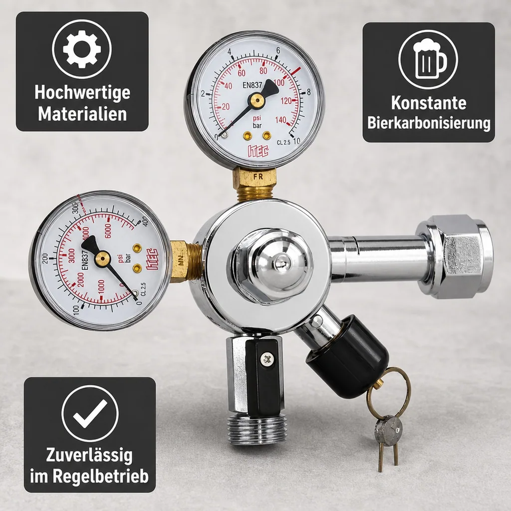 Druckminderer, Druckregler, Druckreduzierventil - CO2 für AFG 7bar, 1-leitig, Gewinde: Gewinde 1/2