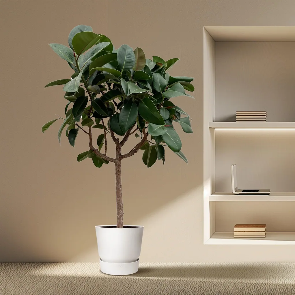 Gummibaum 'Robusta' (Ficus elastica) – pflegeleichte Zimmerpflanze, als Stämmchen, Topf-Ø 35 cm, Höhe ca. 190 cm