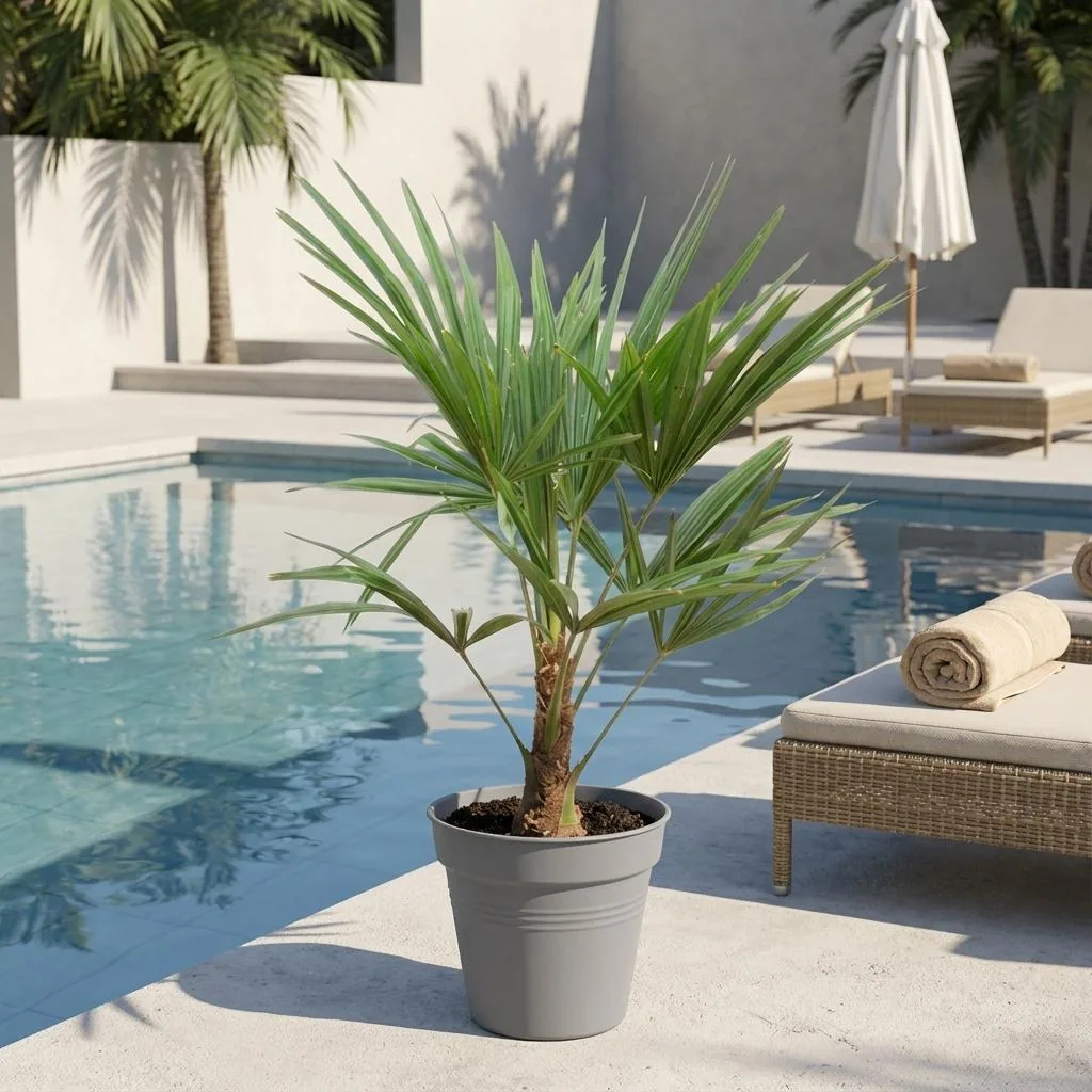 Chinesische Hanfpalme (Trachycarpus fortunei) – pflegeleichte Zimmerpflanze, Höhe ca. 100 cm