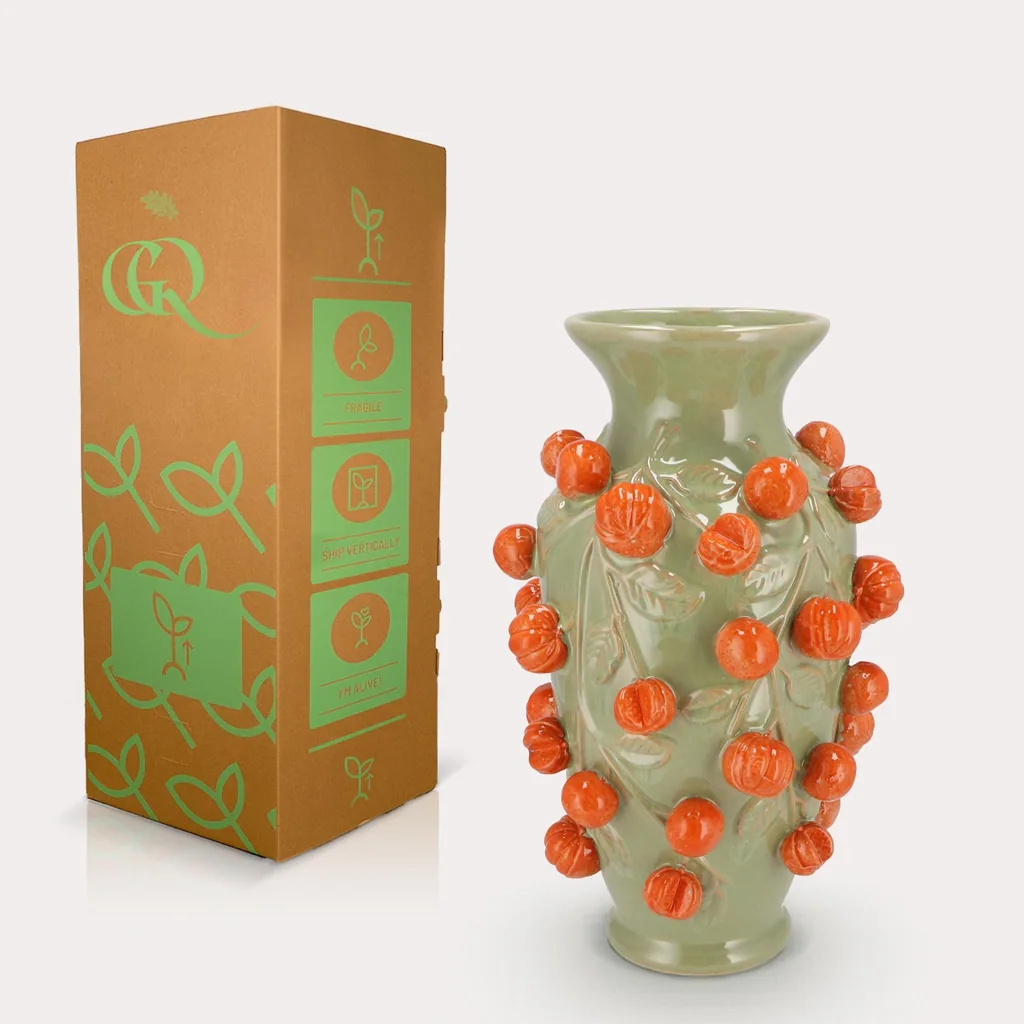 Vase Stein M - H38 W24 - Pistazie Grün - Mandarin