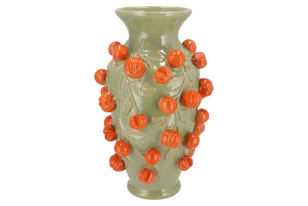 Vase Stein M - H38 W24 - Pistazie Grün - Mandarin