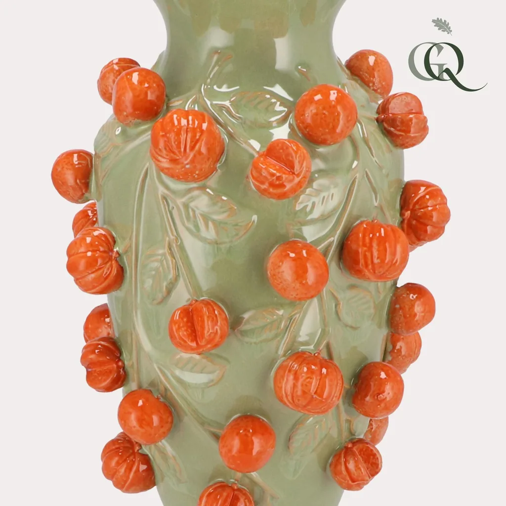 Vase Stein M - H38 W24 - Pistazie Grün - Mandarin