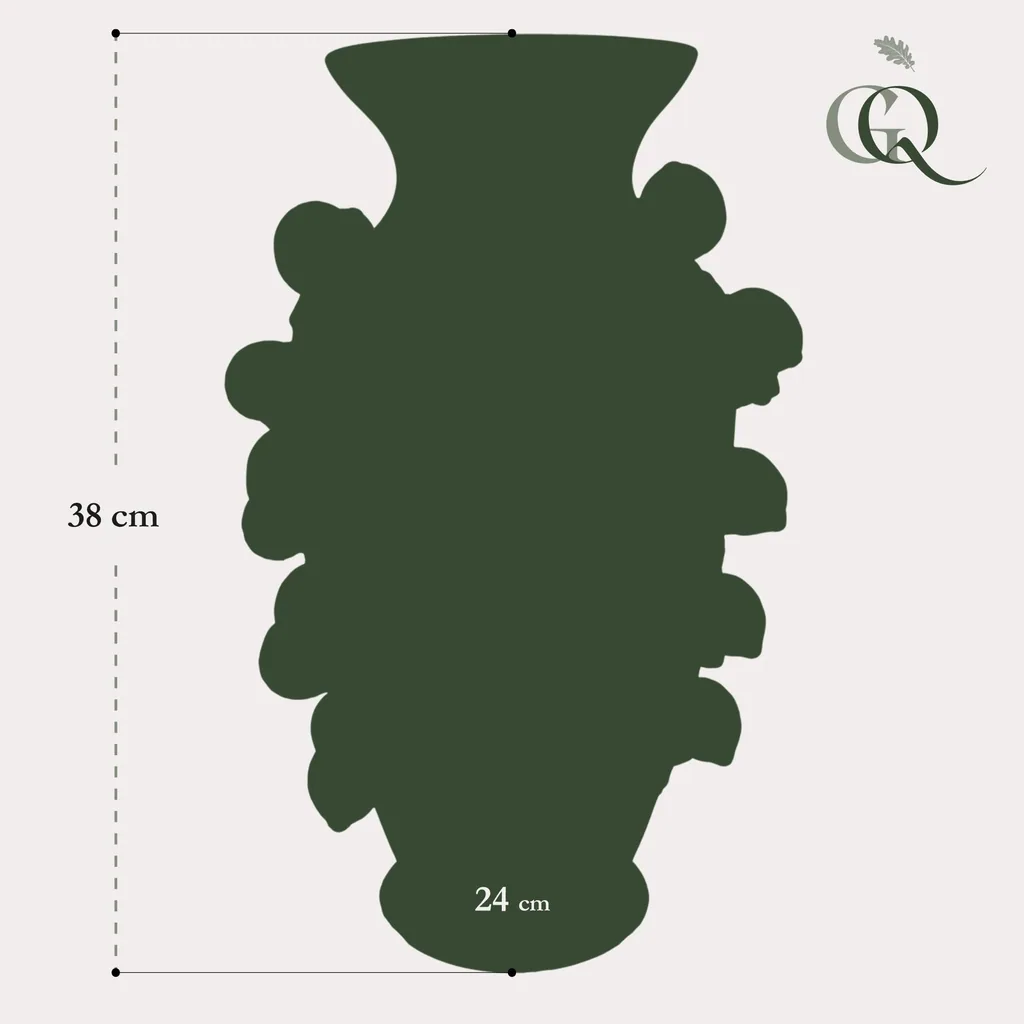 Vase Stein M - H38 W24 - Grün-Zitrone