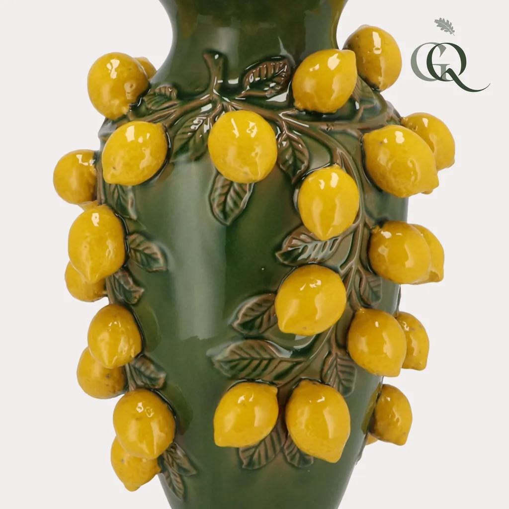Vase Stein M - H38 W24 - Grün-Zitrone