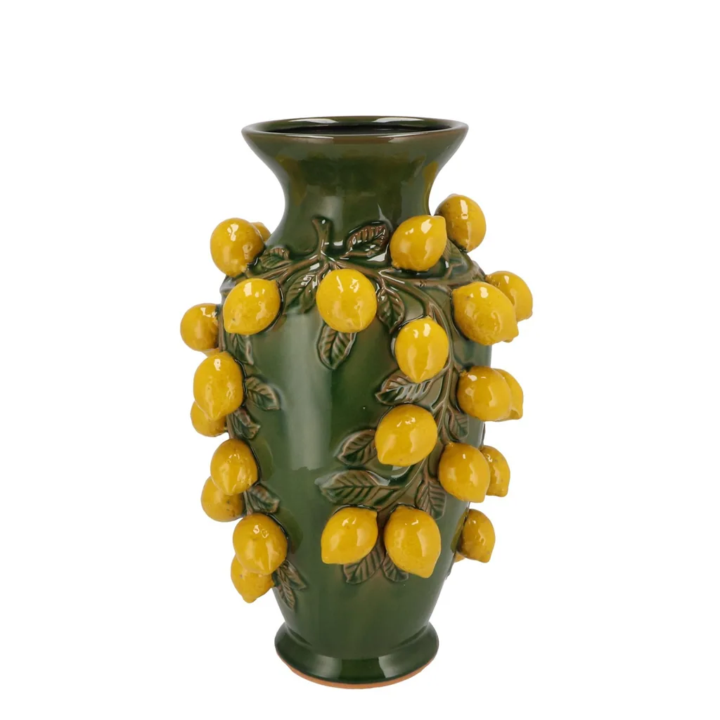 Vase Stein M - H38 W24 - Grün-Zitrone