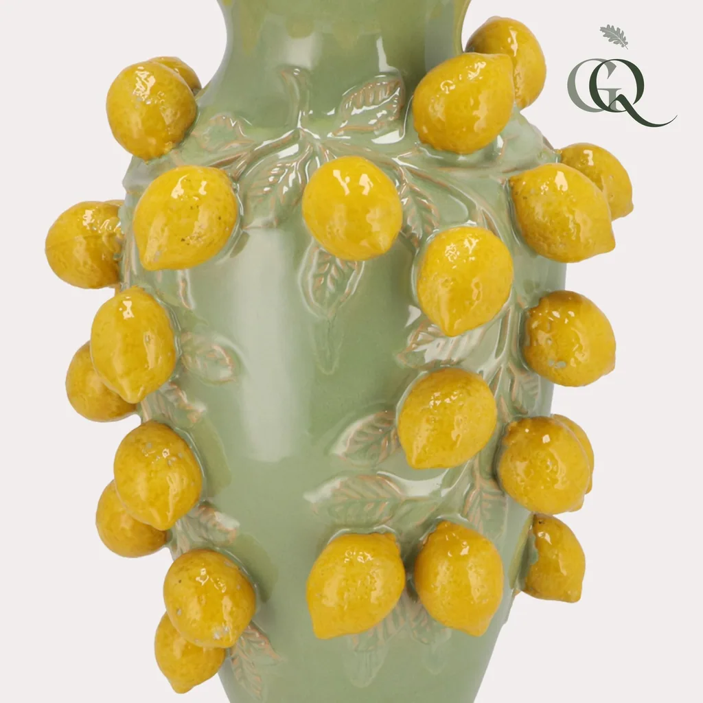 Vase Stein M - H38 W24 - Pistazie grün-Zitrone