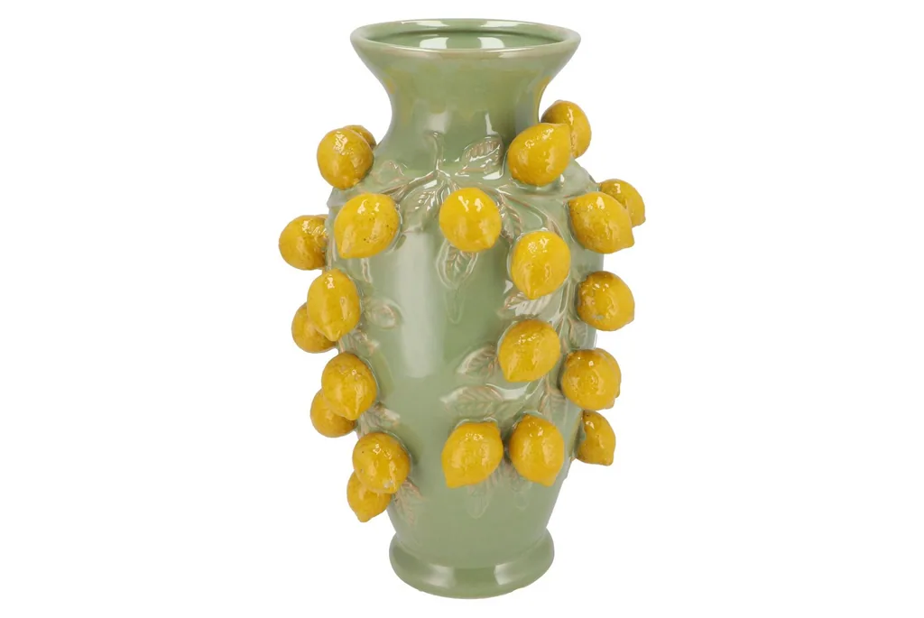 Vase Stein M - H38 W24 - Pistazie grün-Zitrone