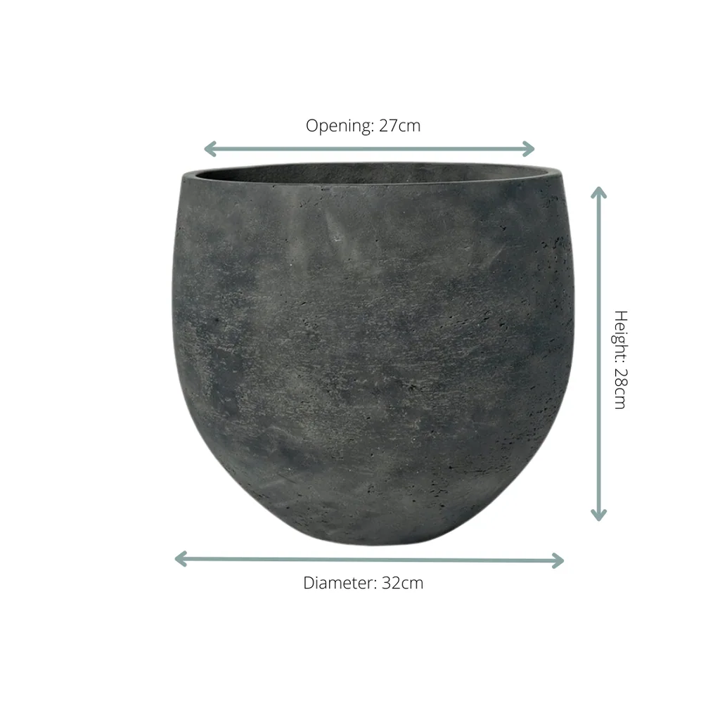 Topf Orb Schwarz gewaschen - Topf-Ø 39 cm x H35 cm