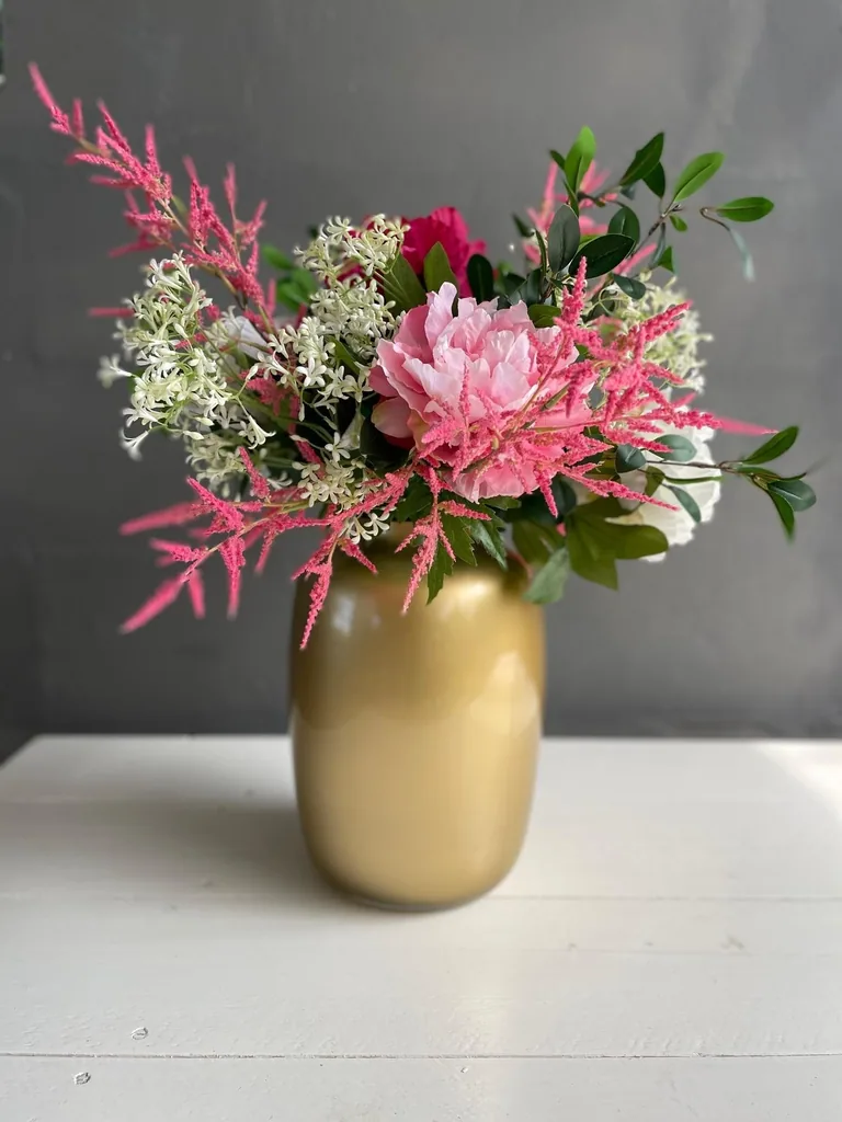 Kunstblumen - Bukett L - Glänzend Rosa - 80cm