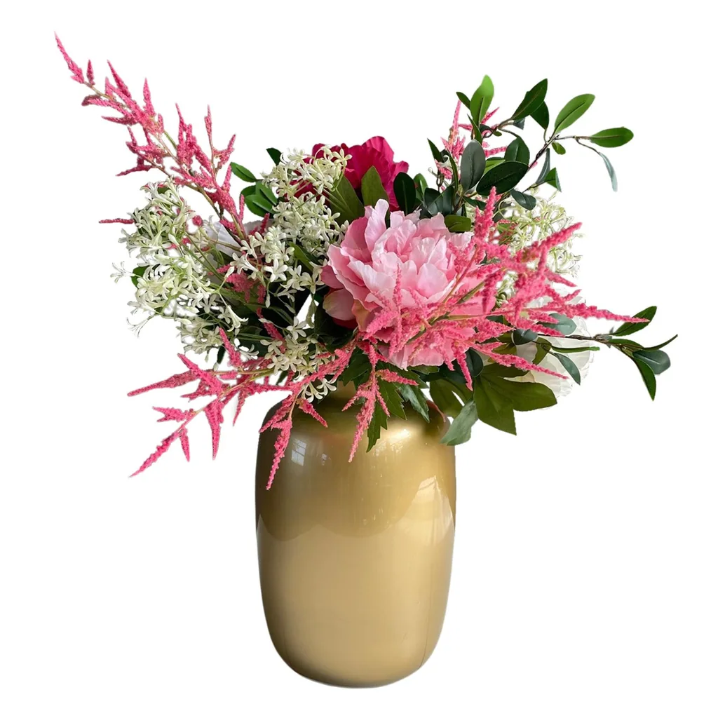 Kunstblumen - Bukett L - Glänzend Rosa - 80cm