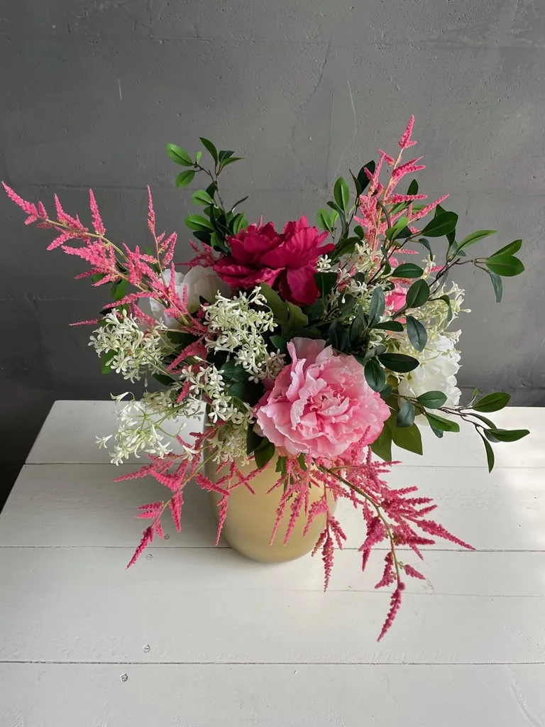 Kunstblumen - Bukett L - Glänzend Rosa - 80cm