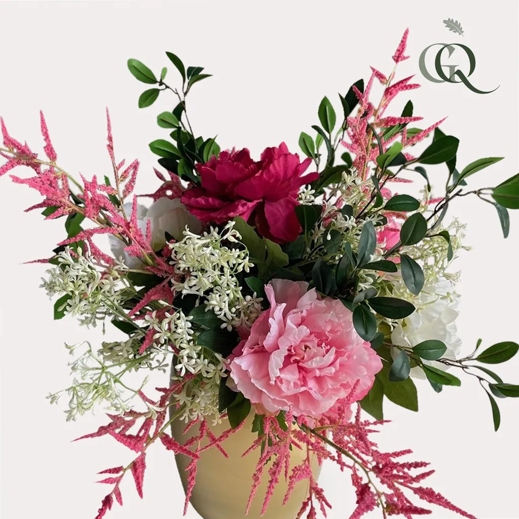 Kunstblumen - Bukett L - Glänzend Rosa - 80cm
