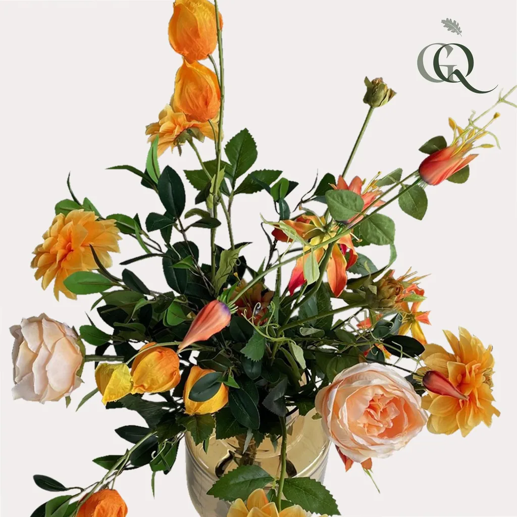 Kunstblumen - Bukett L - Hübsches Orange - 80cm