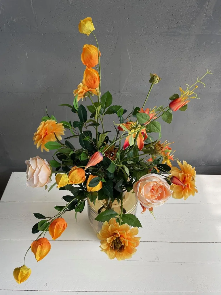 Kunstblumen - Bukett L - Hübsches Orange - 80cm