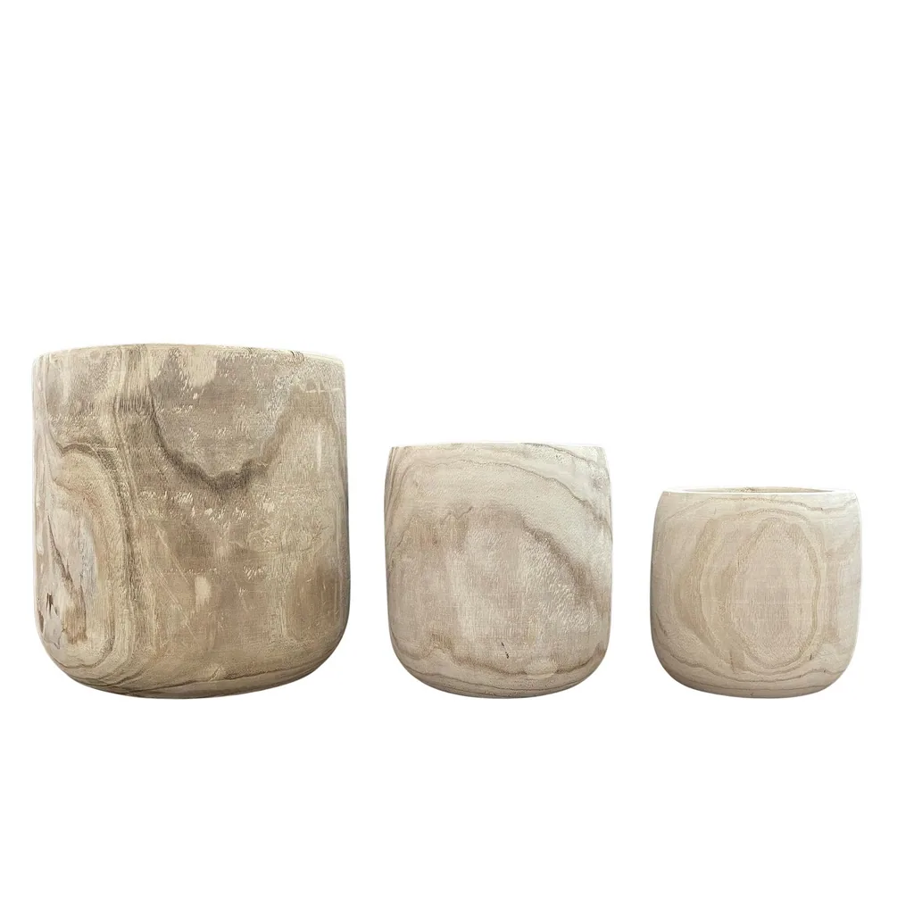 Topf - Holz hellbraun Pia Topf - Set von 3