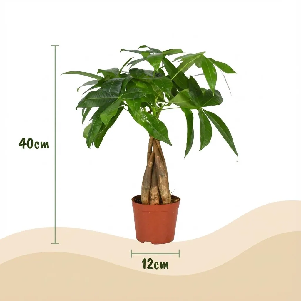 Glückskastanie (Pachira aquatica) – pflegeleichte Zimmerpflanze, Topf-Ø 12 cm, Höhe ca. 50 cm