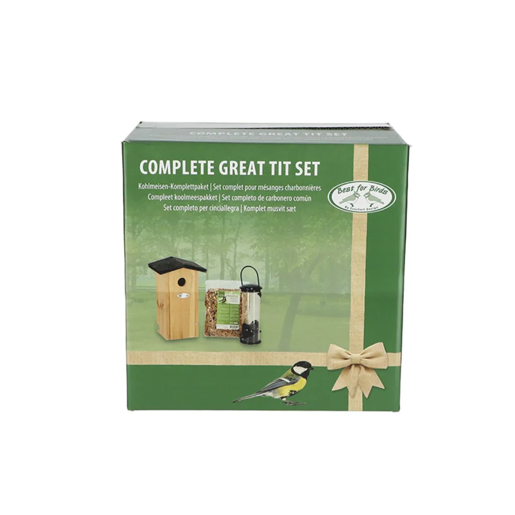 Kohlmeisen-Set - Vogelhaus und Vogelfutter - Gartenaccessoires