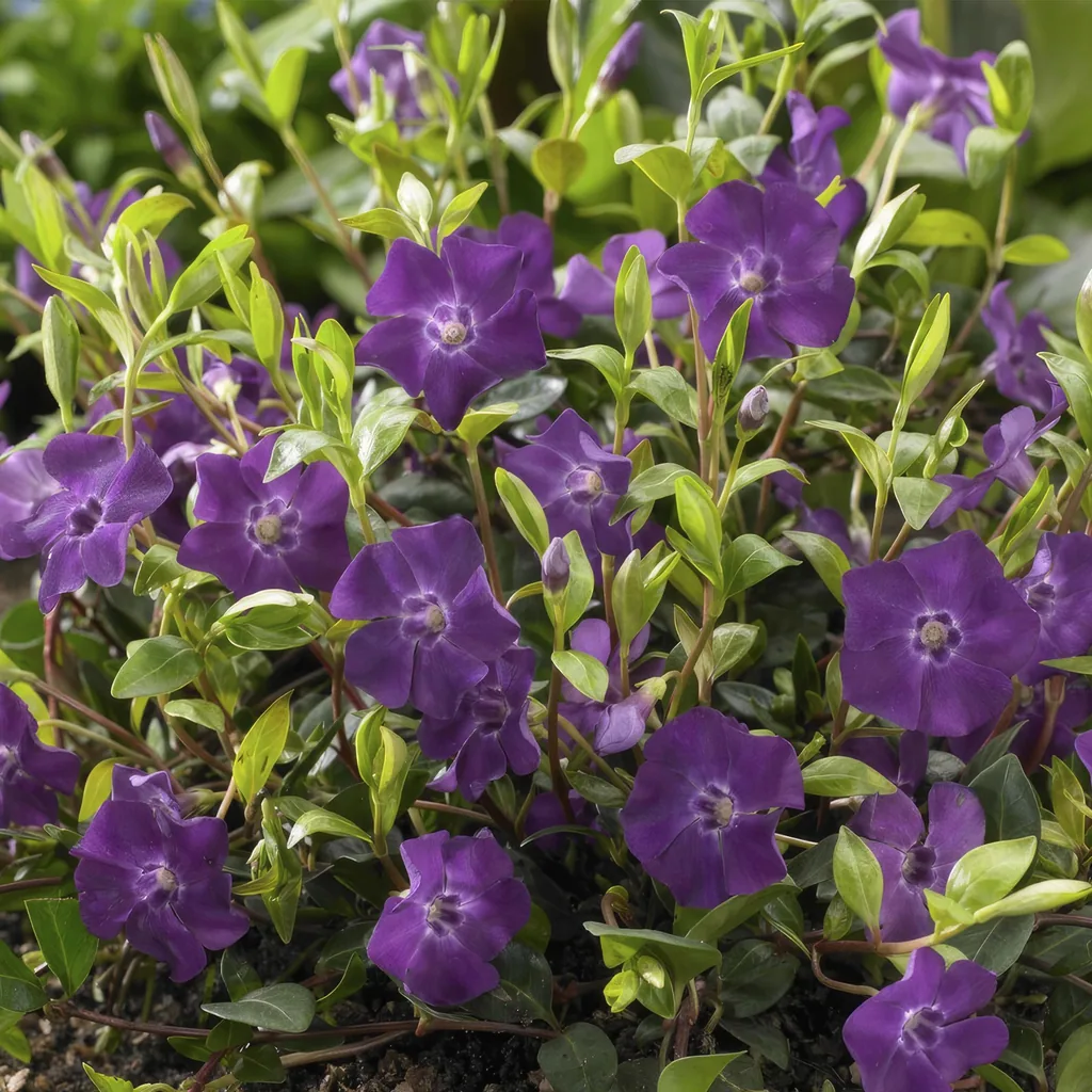 Immergrün 'Atropurpurea' 6er-Set (Vinca minor) – winterharter Bodendecker, Topf-Ø 9 cm, Höhe ca. 25 cm