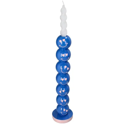 Kandelaber Smiley Blau Kugeln 9x9x36cm - Kerzenhalter