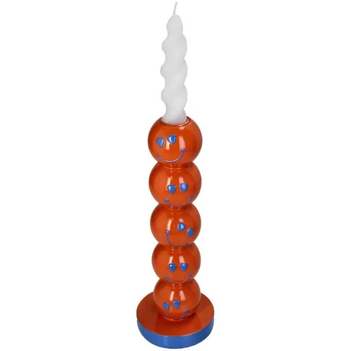 Kaarshouder Smiley Polyresin Orange 9x9x26.5cm