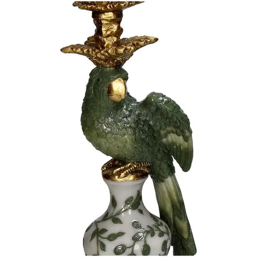Kerzenhalter Vogel Polyresin Grün 13x13x39cm