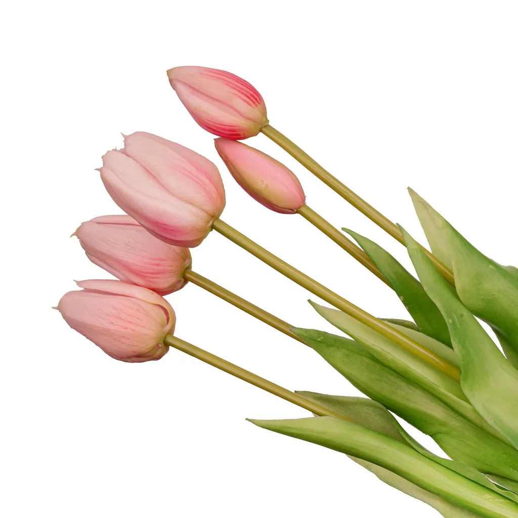Vase Erdbeermädchen + 10x Echt-Touch Tulpe Rosa