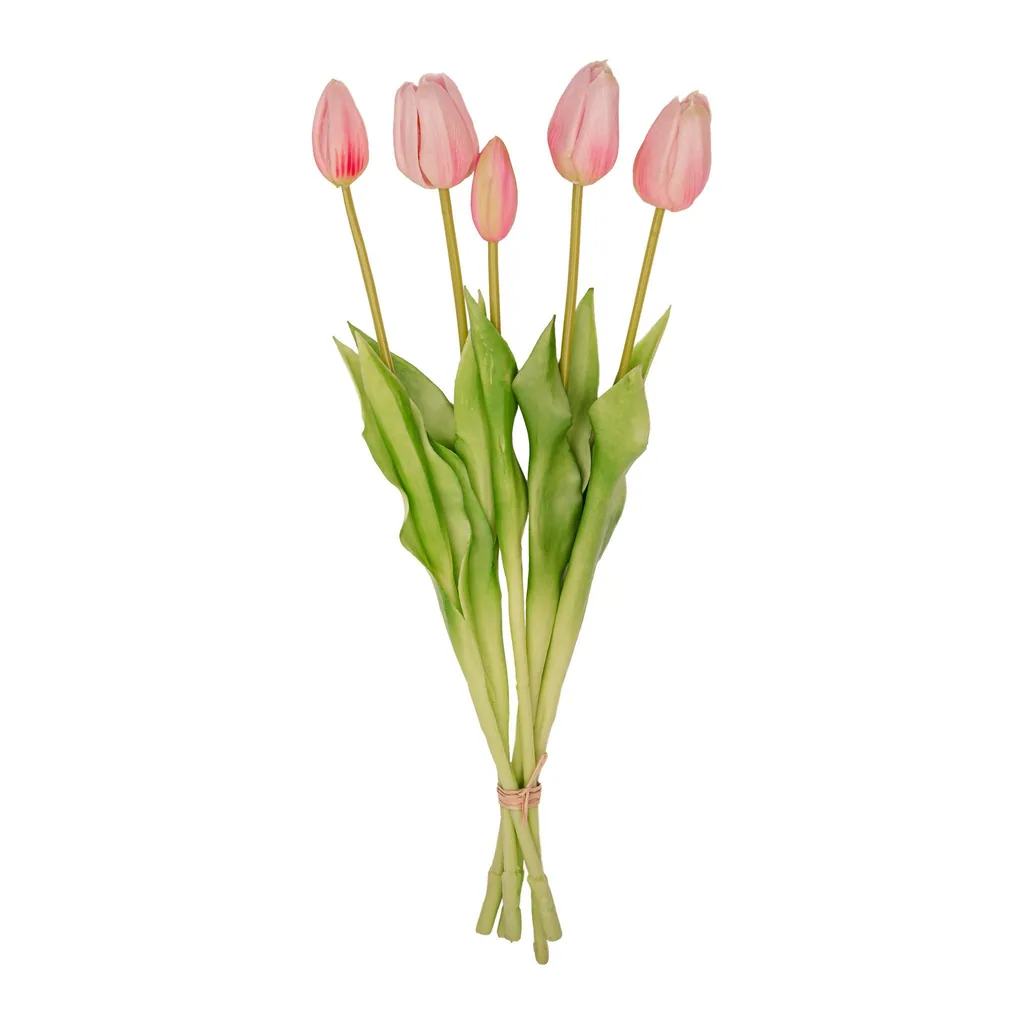 Vase Erdbeermädchen + 10x Echt-Touch Tulpe Rosa